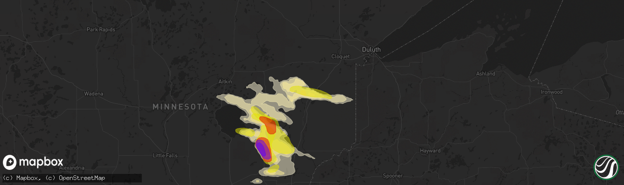 Hail map in Moose Lake, MN on July 5, 2017