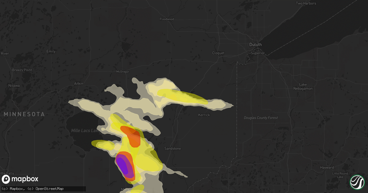 Hail map in Moose Lake, MN on July 5, 2017