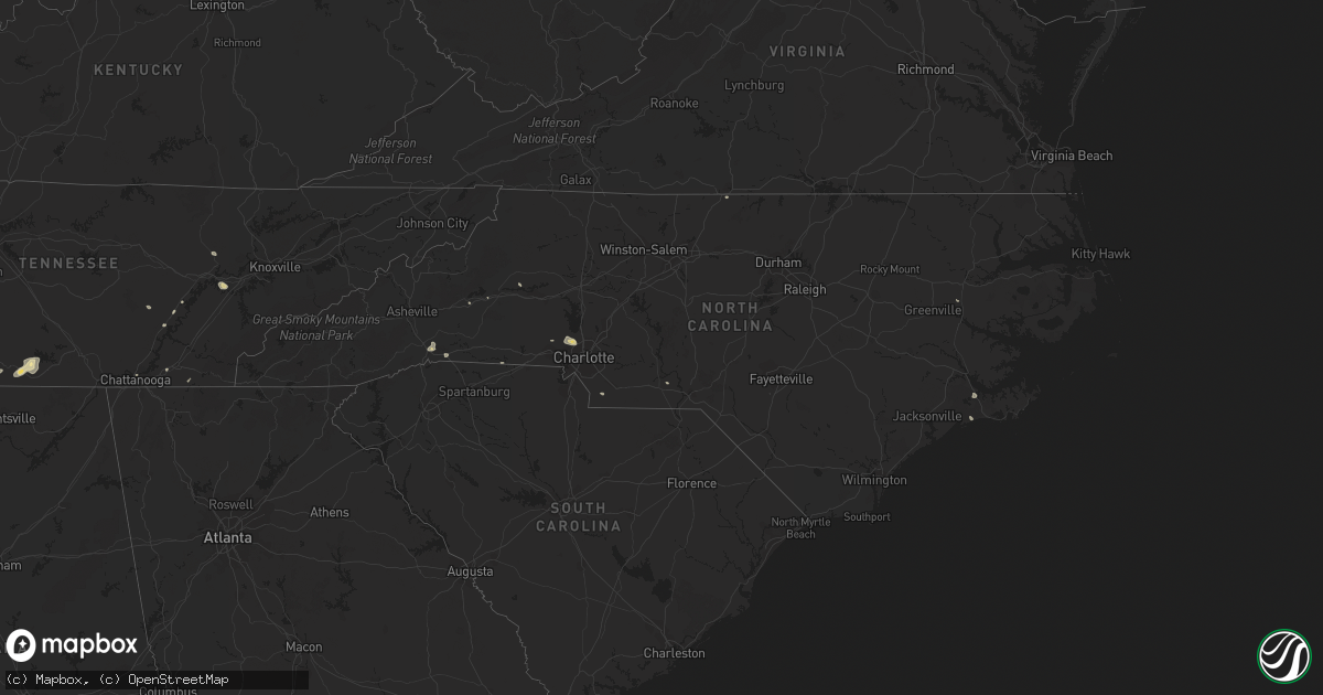 Hail map in North Carolina on July 5, 2017