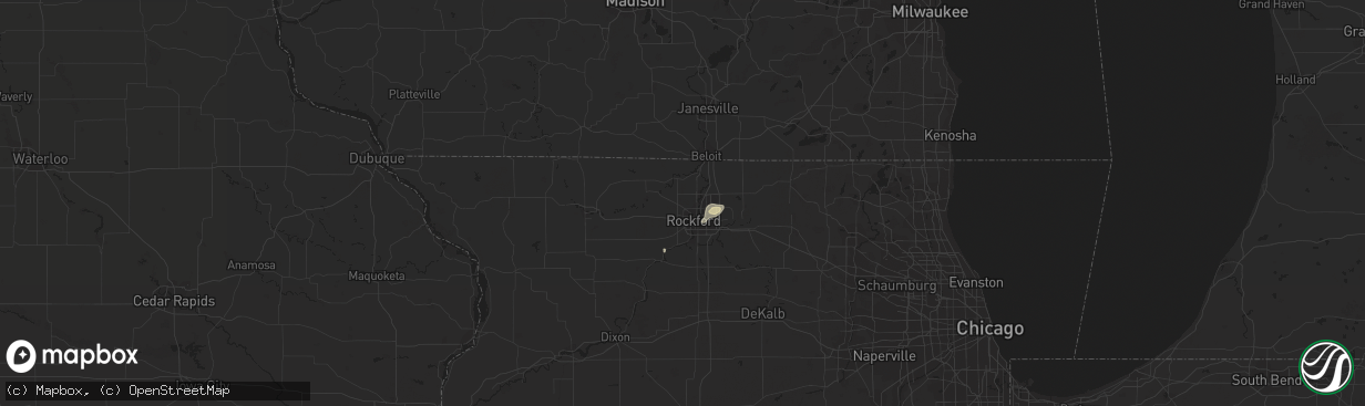 Hail map in Rockford, IL on July 5, 2017