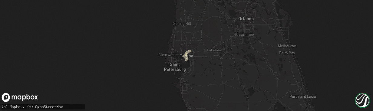 Hail map in Tampa, FL on July 5, 2017