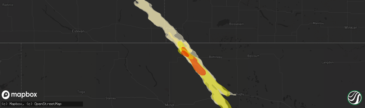 Hail map in Westhope, ND on July 5, 2017