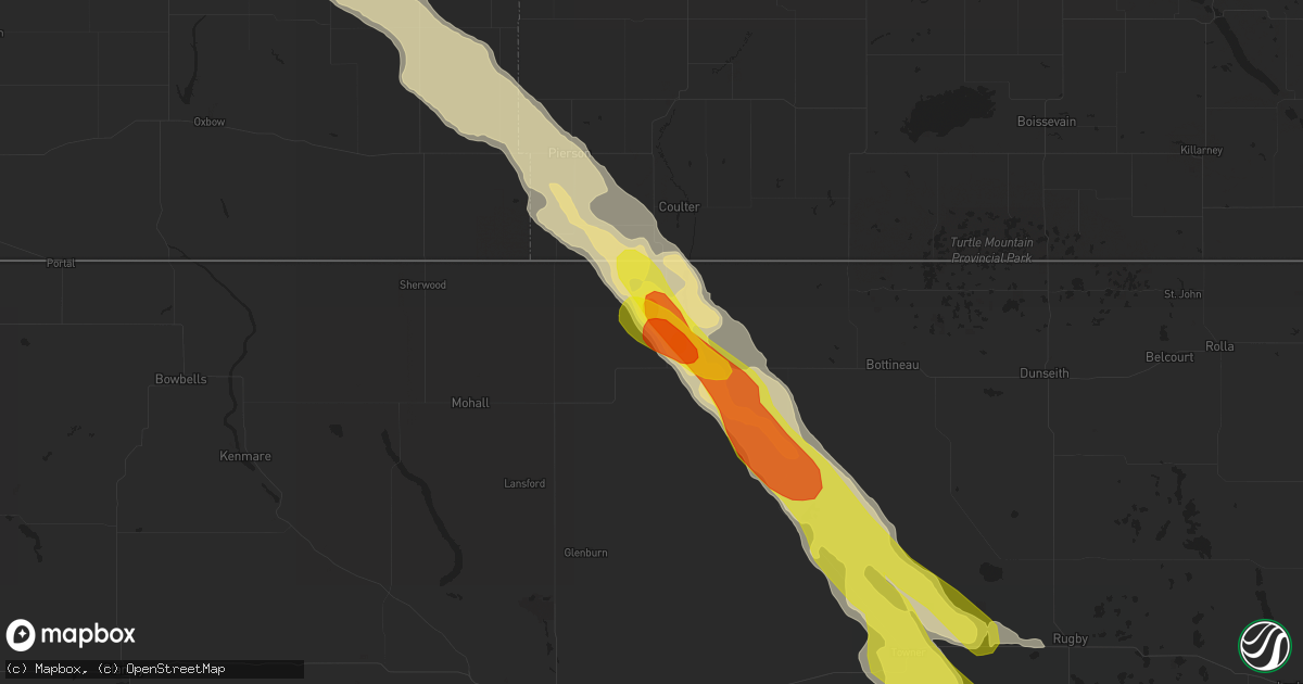 Hail map in Westhope, ND on July 5, 2017
