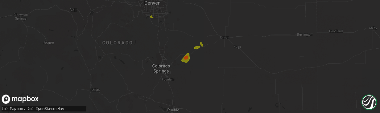 Hail map in Calhan, CO on July 5, 2018