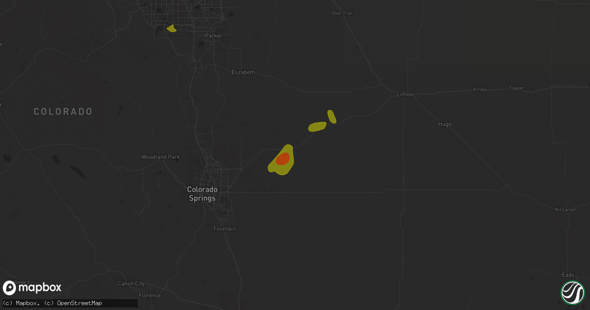 Hail map in Calhan, CO on July 5, 2018