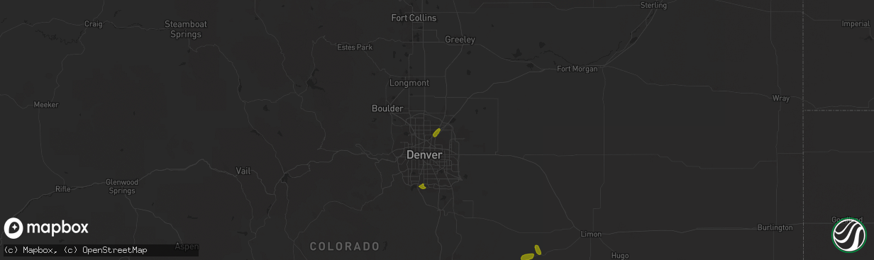 Hail map in Henderson, CO on July 5, 2018