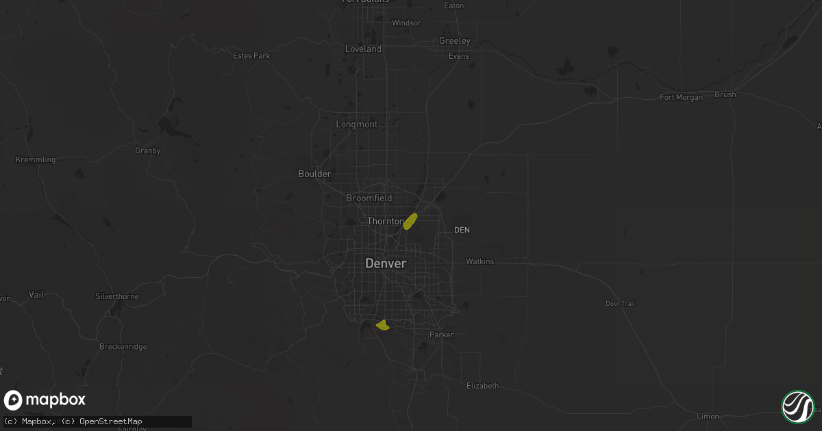 Hail map in Henderson, CO on July 5, 2018