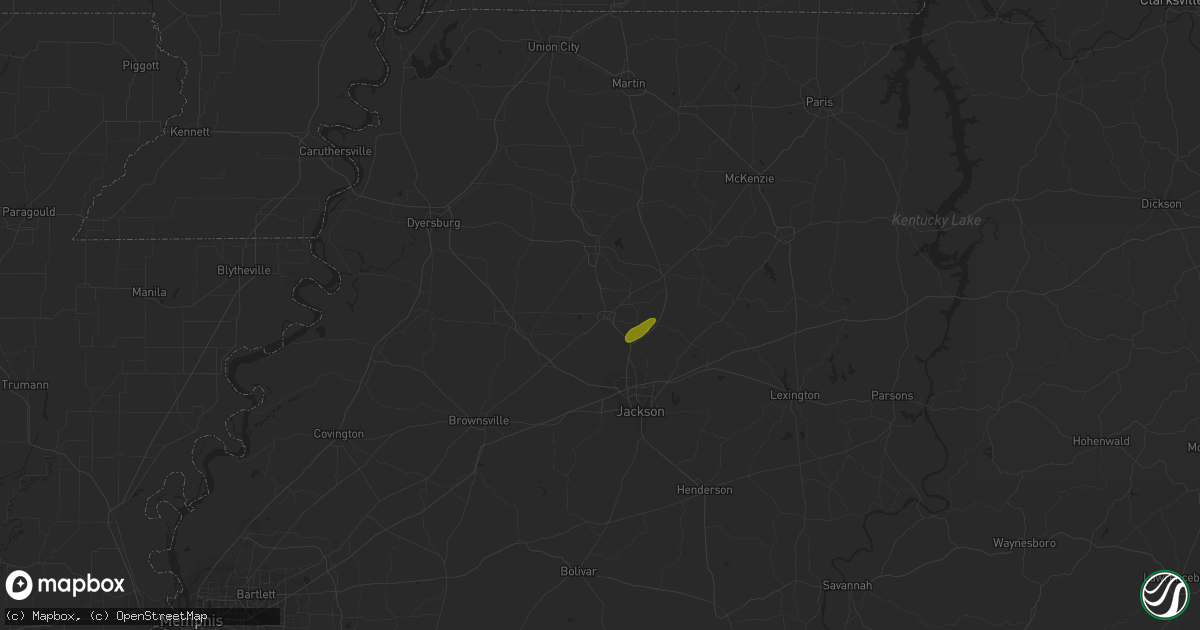 Hail map in Humboldt, TN on July 5, 2018