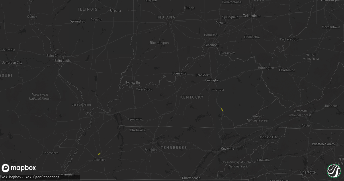 Hail map in Kentucky on July 5, 2018