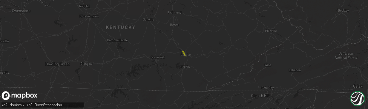 Hail map in London, KY on July 5, 2018