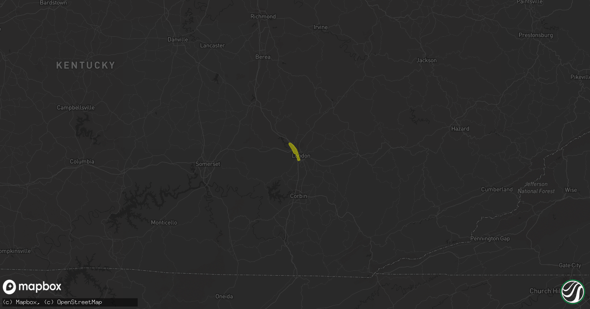 Hail map in London, KY on July 5, 2018