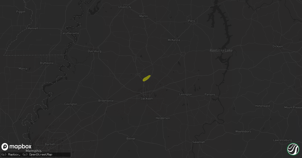Hail map in Medina, TN on July 5, 2018