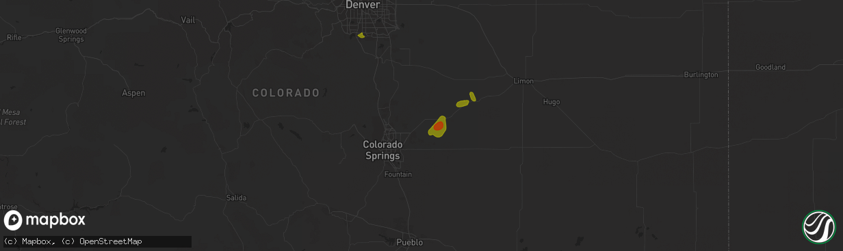 Hail map in Peyton, CO on July 5, 2018