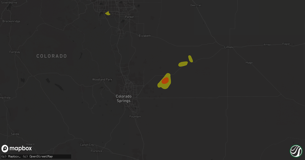 Hail map in Peyton, CO on July 5, 2018