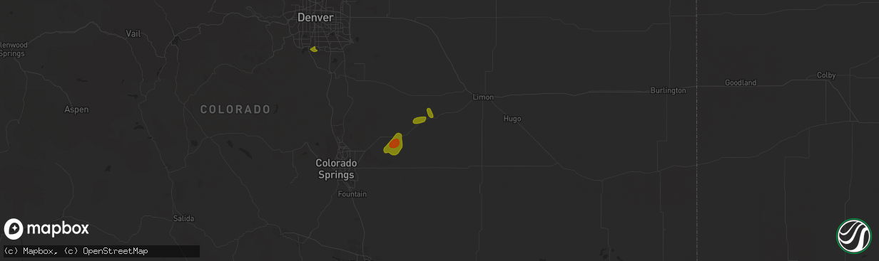 Hail map in Ramah, CO on July 5, 2018