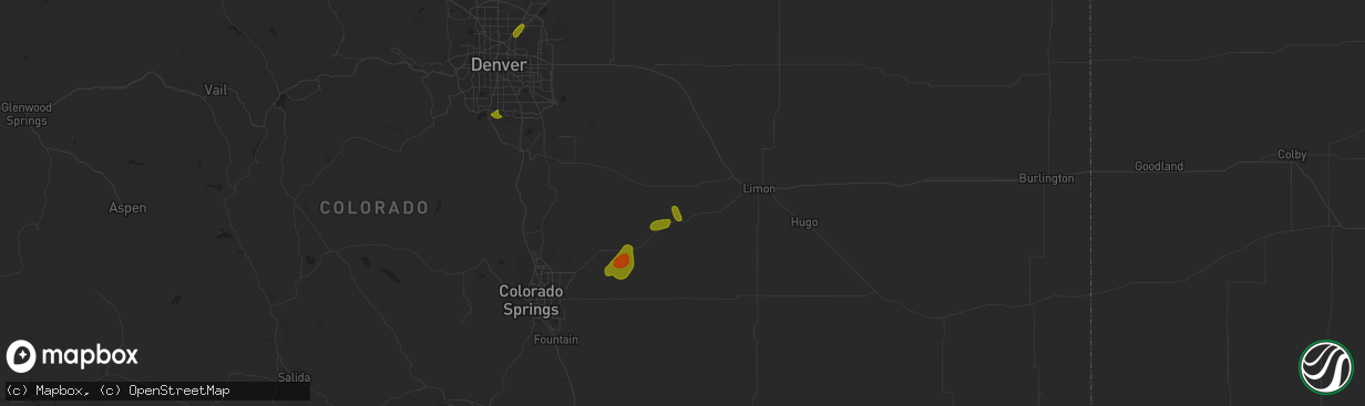 Hail map in Simla, CO on July 5, 2018