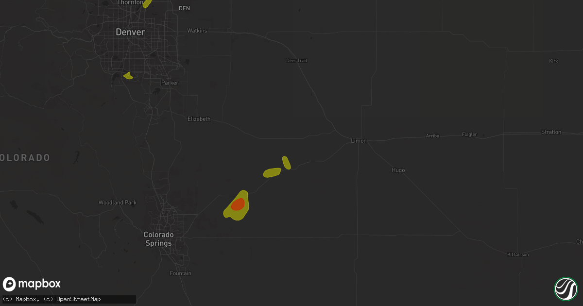 Hail map in Simla, CO on July 5, 2018