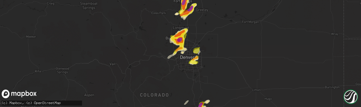 Hail map in Arvada, CO on July 5, 2019