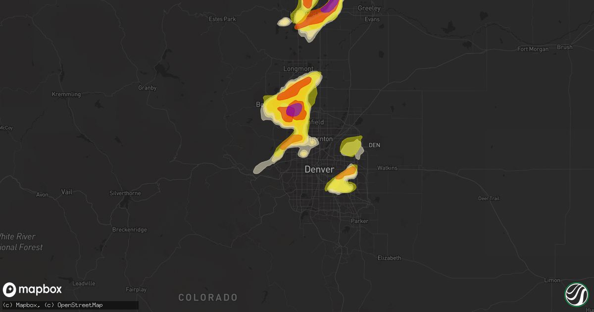 Hail map in Arvada, CO on July 5, 2019