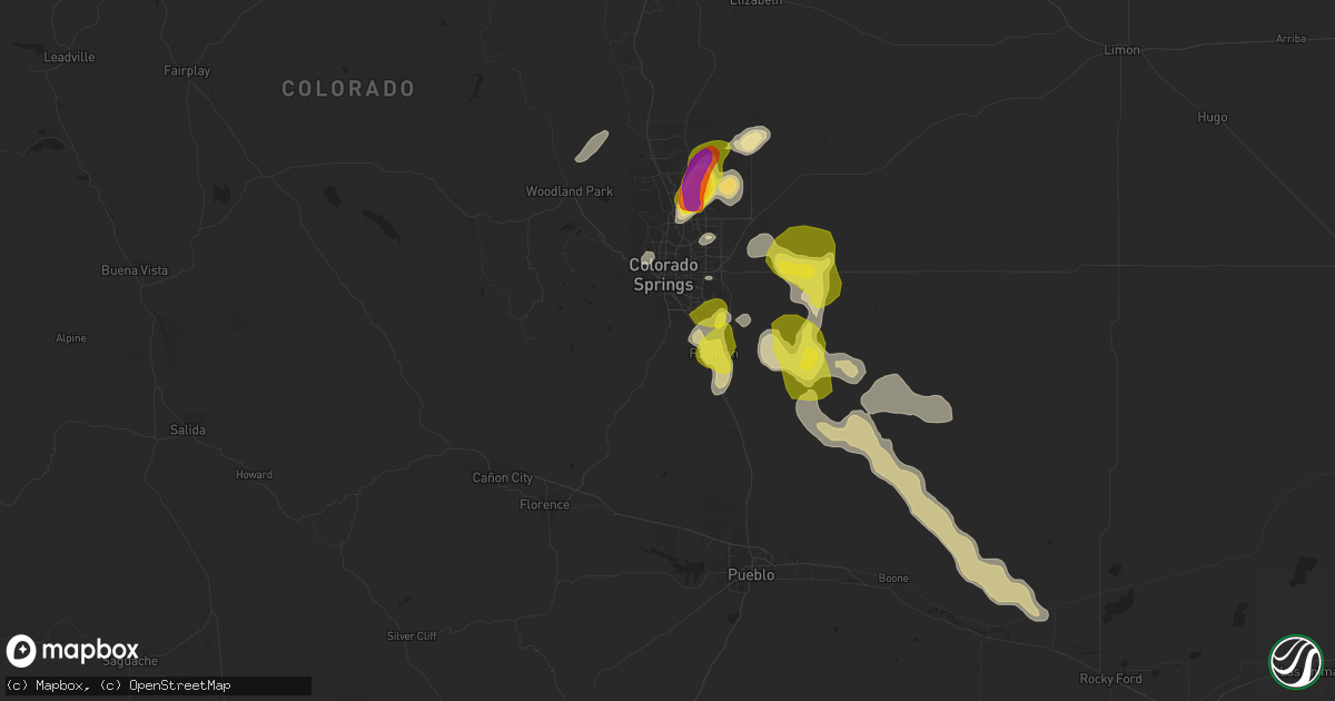 Hail map in Colorado Springs, CO on July 5, 2019
