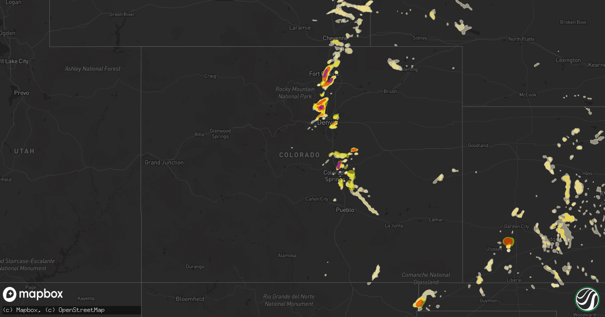 Hail map in Colorado on July 5, 2019