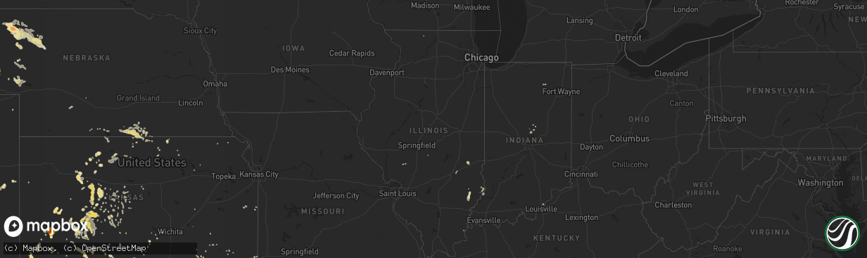 Hail map in Illinois on July 5, 2019