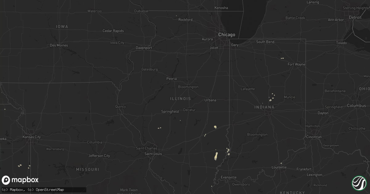 Hail map in Illinois on July 5, 2019