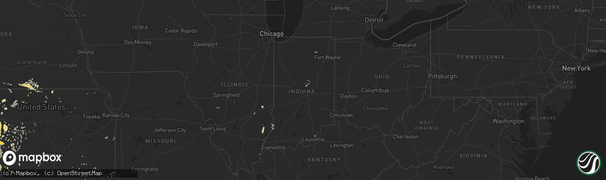 Hail map in Indiana on July 5, 2019