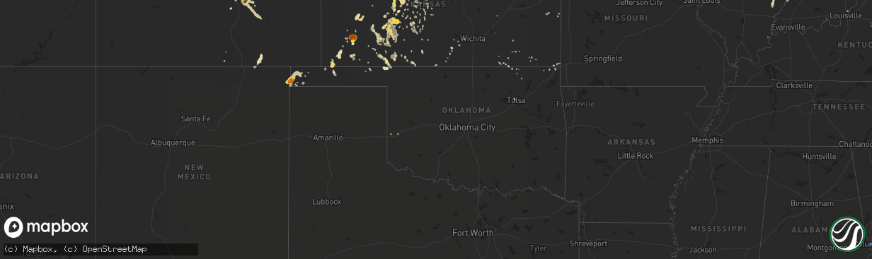 Hail map in Oklahoma on July 5, 2019