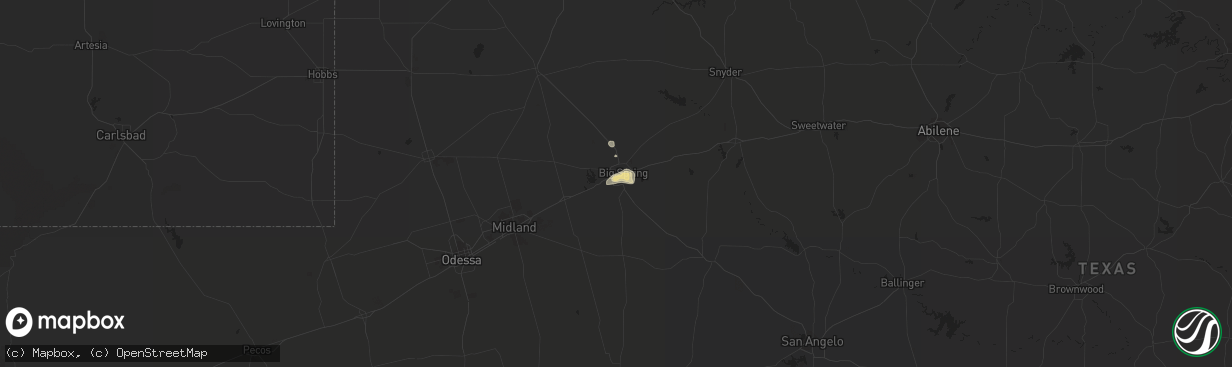 Hail map in Big Spring, TX on July 5, 2020