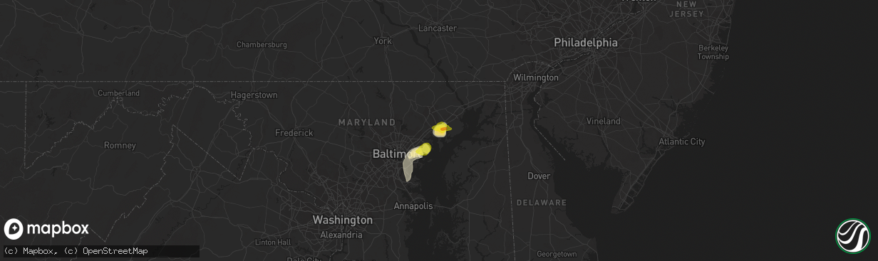 Hail map in Edgewood, MD on July 5, 2020