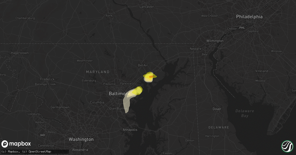 Hail map in Edgewood, MD on July 5, 2020
