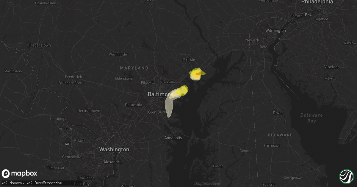 Hail map in Essex, MD on July 5, 2020