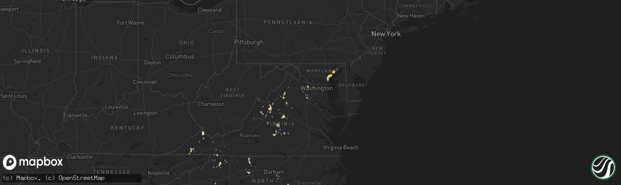 Hail map in Maryland on July 5, 2020