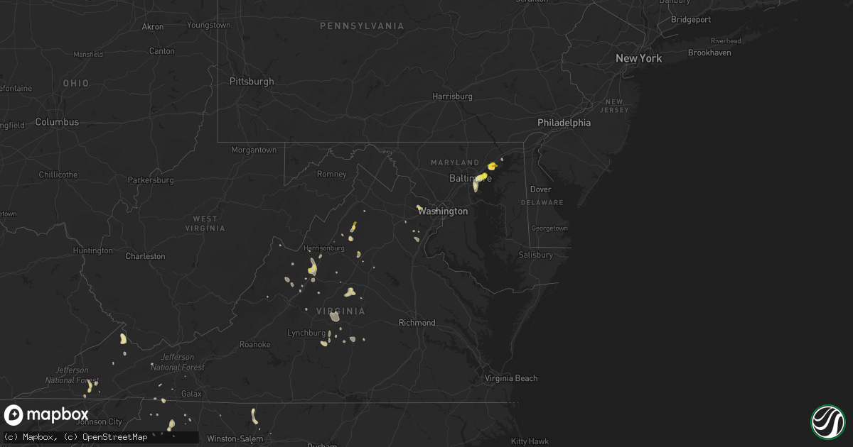 Hail map in Maryland on July 5, 2020