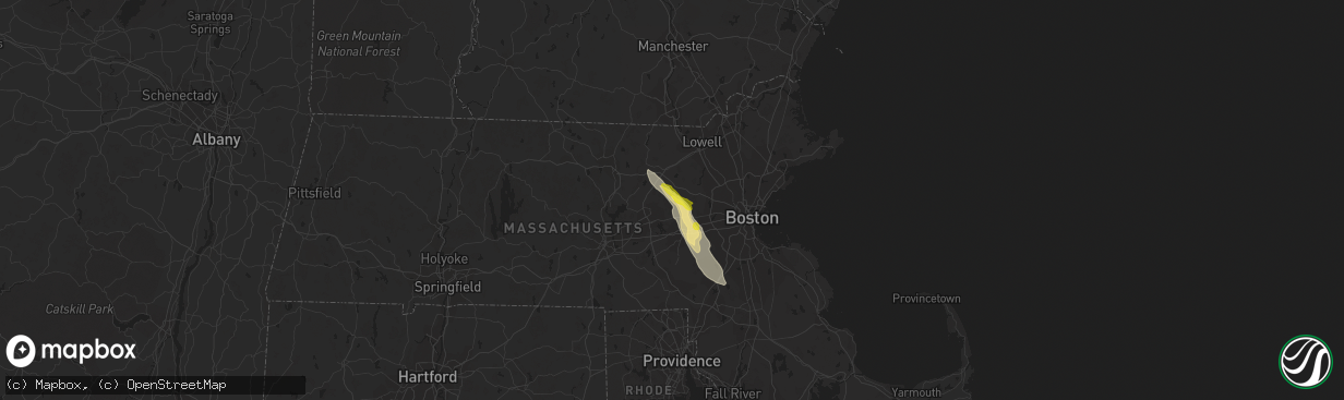 Hail map in Maynard, MA on July 5, 2020