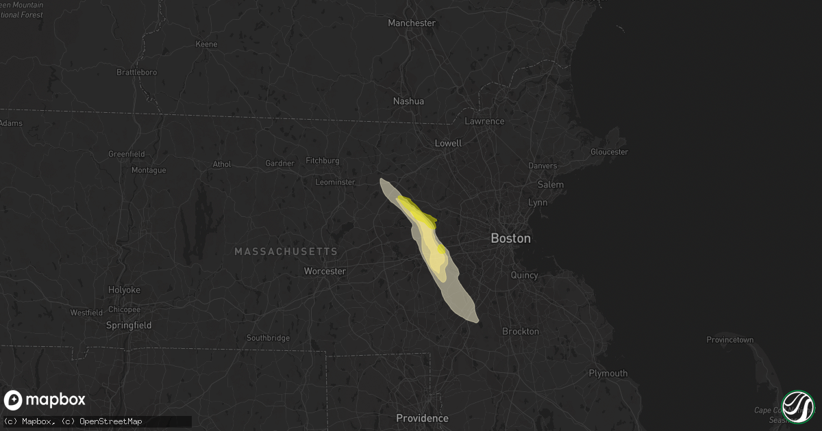Hail map in Maynard, MA on July 5, 2020