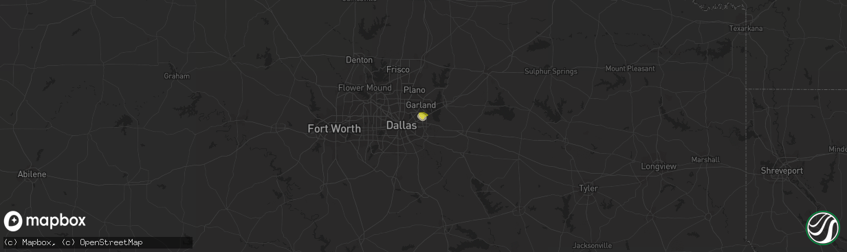 Hail map in Mesquite, TX on July 5, 2020