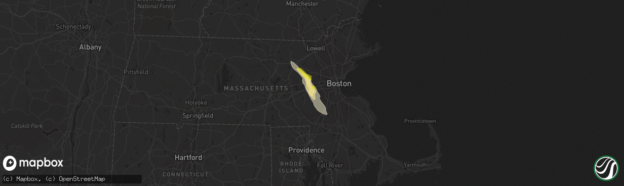 Hail map in Natick, MA on July 5, 2020