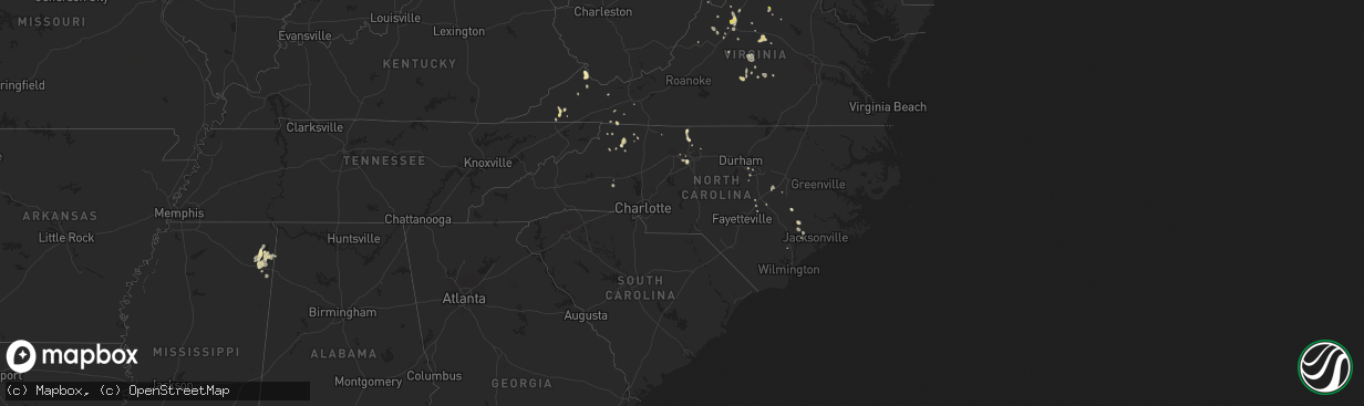 Hail map in North Carolina on July 5, 2020