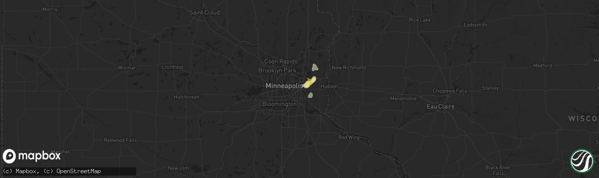 Hail map in Saint Paul, MN on July 5, 2020