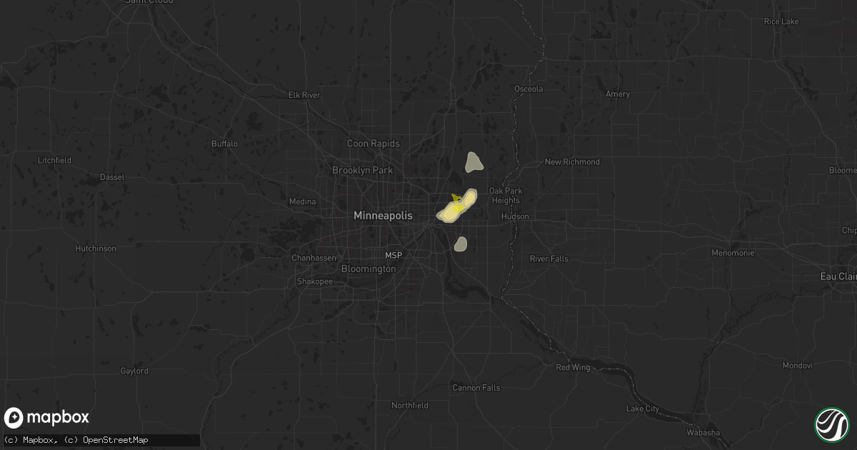 Hail map in Saint Paul, MN on July 5, 2020