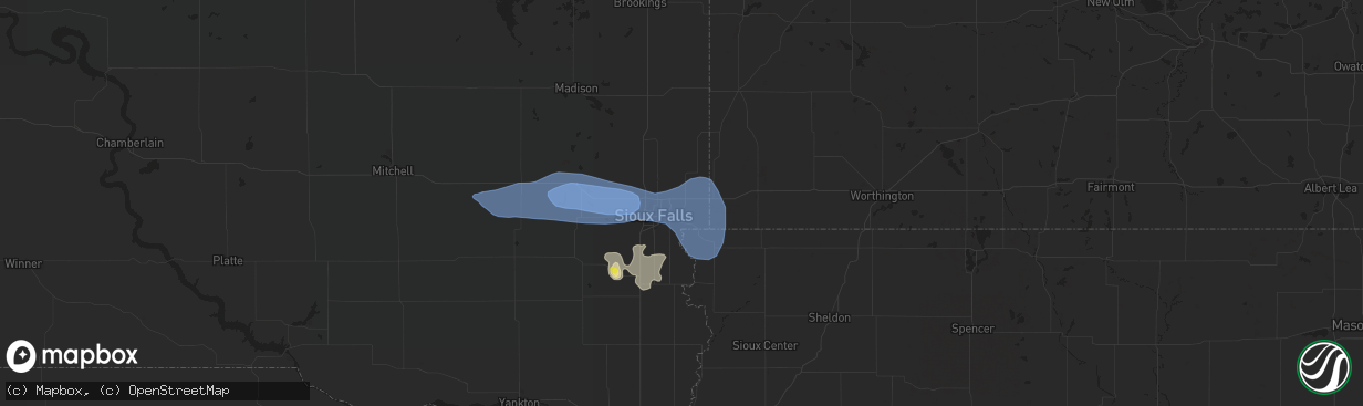 Hail map in Brandon, SD on July 5, 2021