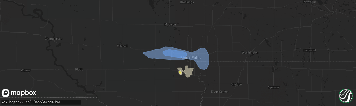 Hail map in Hartford, SD on July 5, 2021