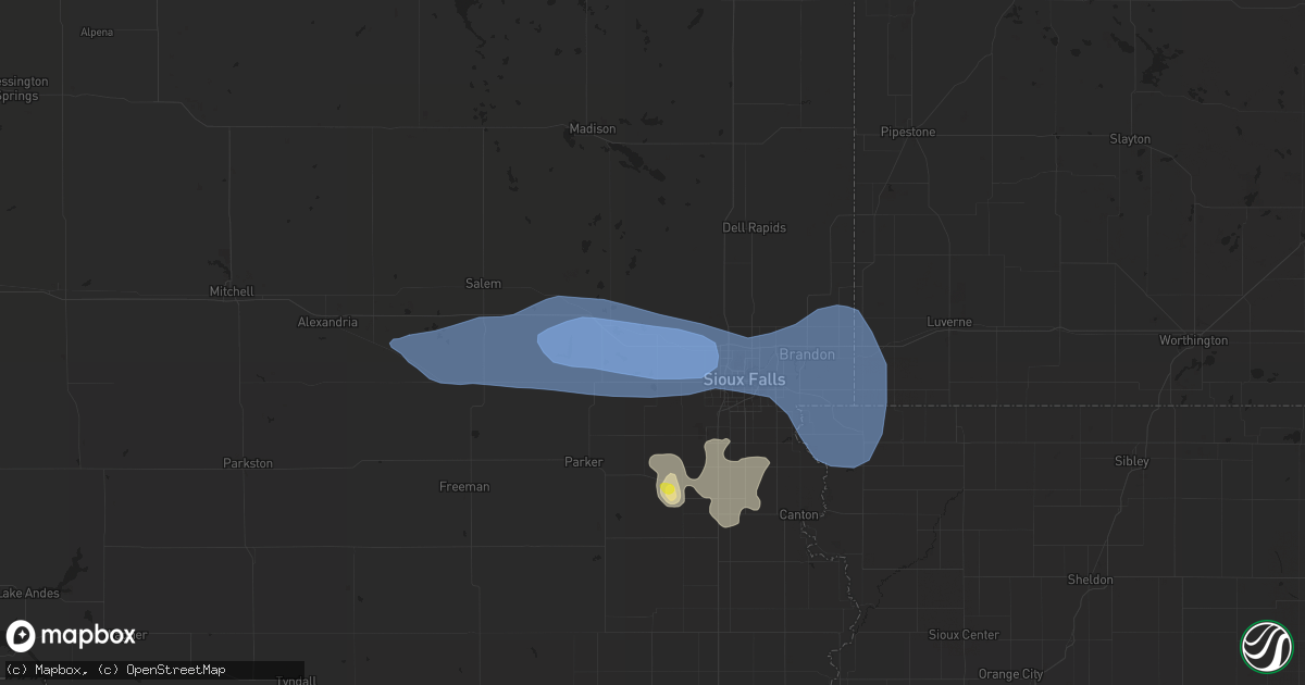 Hail map in Hartford, SD on July 5, 2021