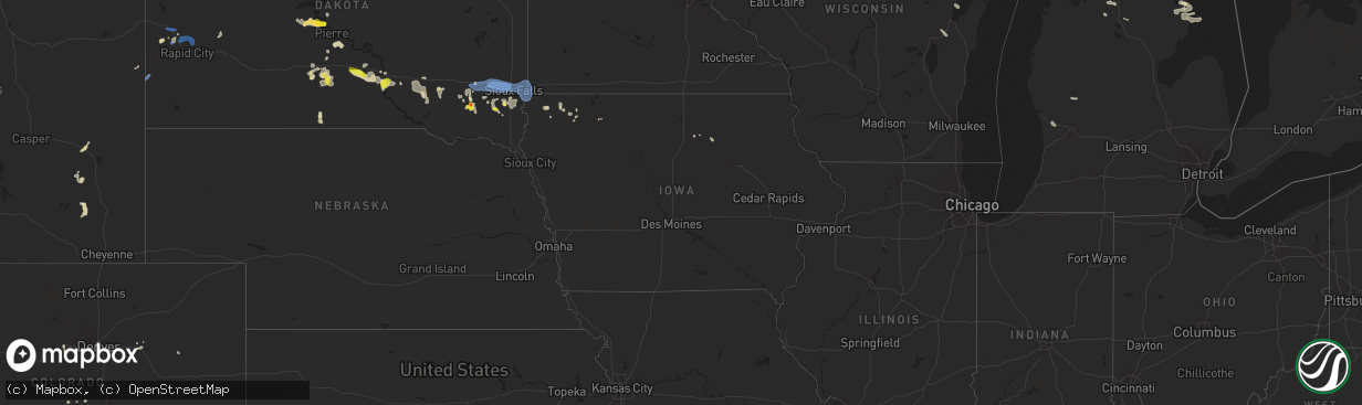 Hail map in Iowa on July 5, 2021