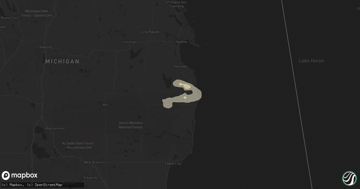 Hail map in Lincoln, MI on July 5, 2021