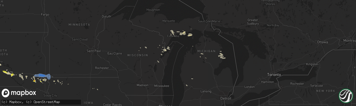 Hail map in Michigan on July 5, 2021