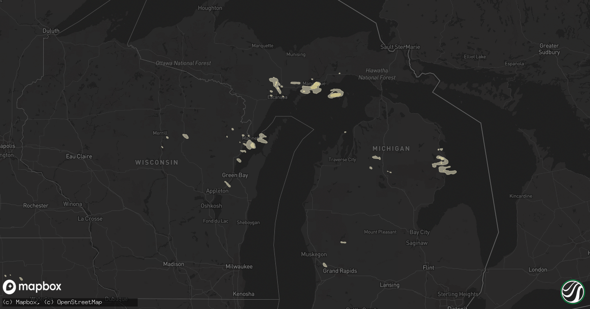 Hail map in Michigan on July 5, 2021