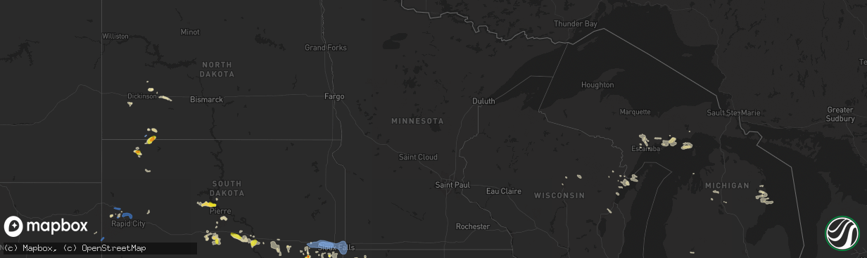 Hail map in Minnesota on July 5, 2021